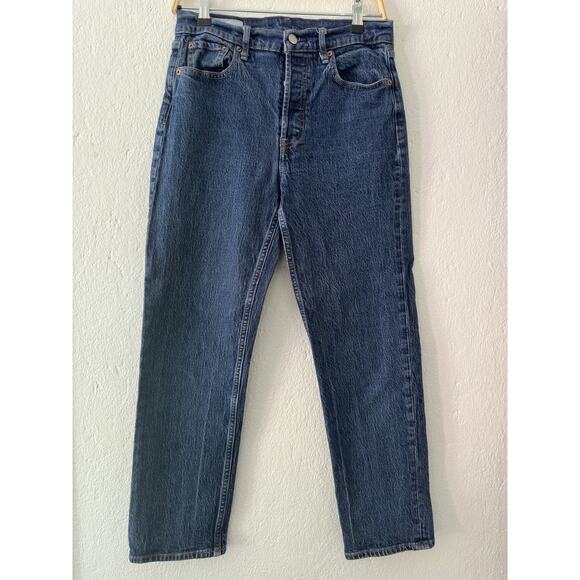 Gap Cheeky Straight High Rise Denim Blue Jeans Button Fly Women's 28RS - Picture 2 of 11